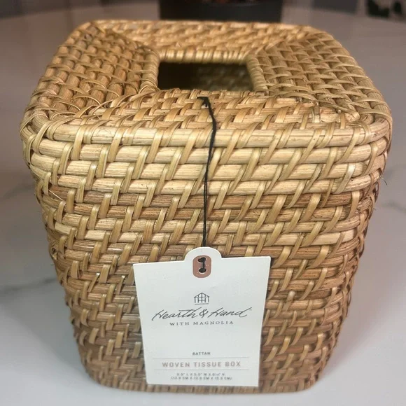 Woven Rattan Tissue Cover Box - Natural, Hearth and Hand With Magnolia - Picture 5 of 8